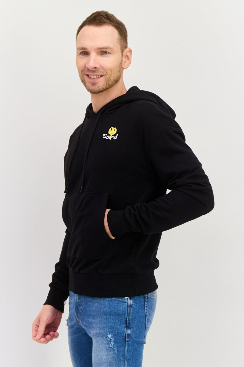 Night Addict سويت شيرت رجالي بغطاء رأس بأكمام طويلة وطباعة جرافيك، أسود - Image 3